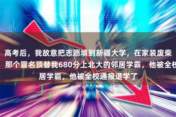 高考后，我故意把志愿填到新疆大学，在家装废柴玩了几个月，那个冒名顶替我680分上北大的邻居学霸，他被全校通报退学了